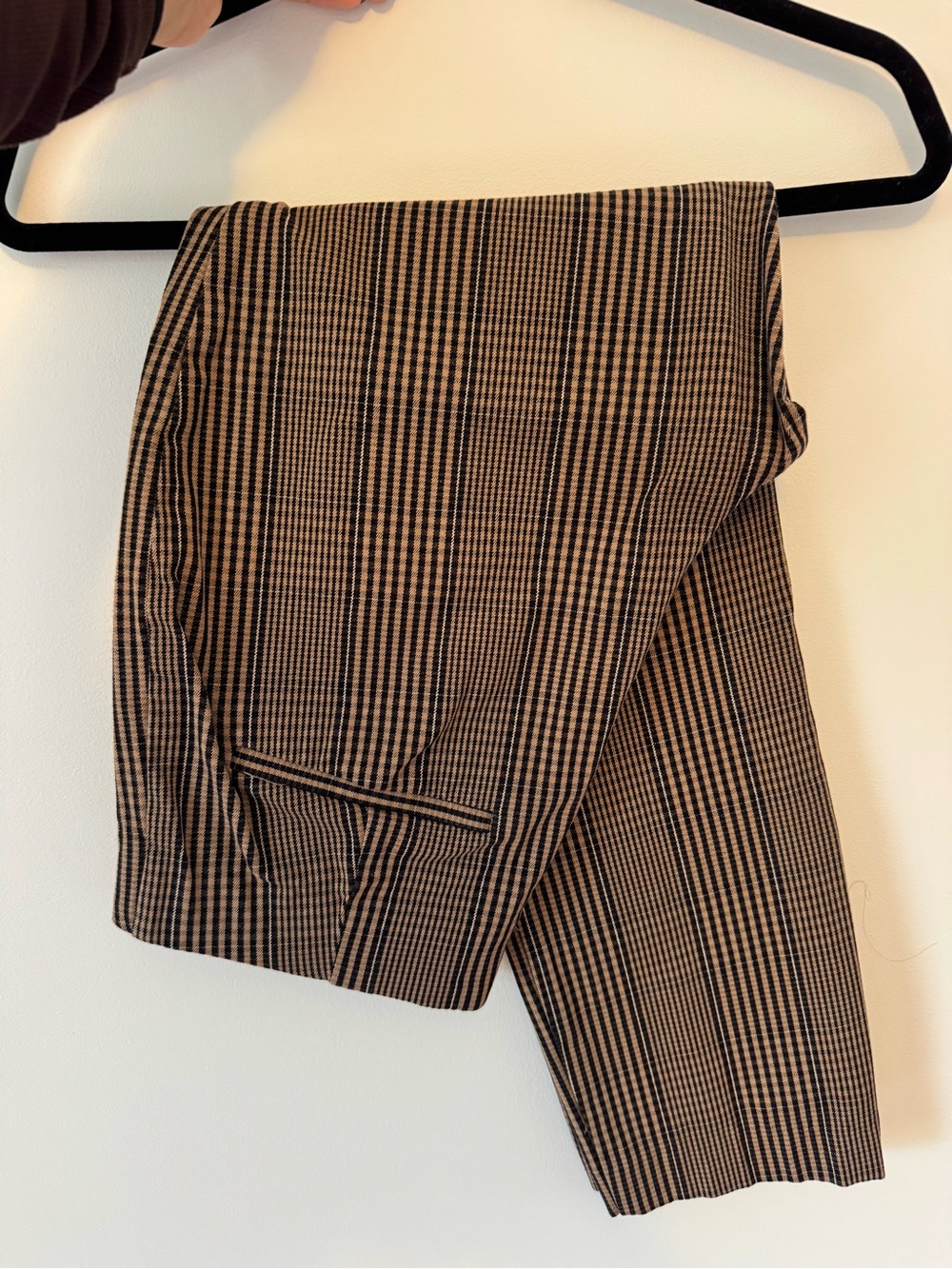 Women’s Elastic Waist Checked Dress Pants in Brown and Black